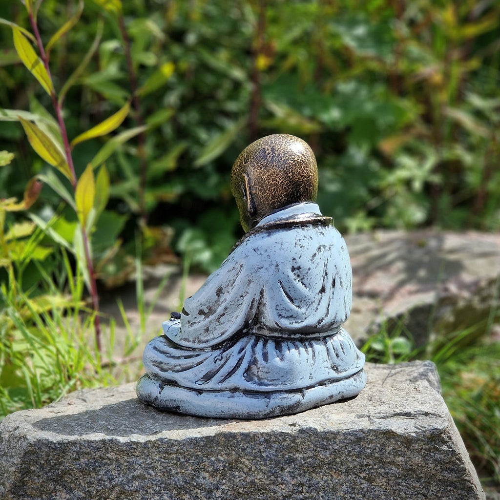 Buddha Statue Skulptur aus Sandguss Shaolin Hijau arctic 23 x 19 cm ca. 5 Kg