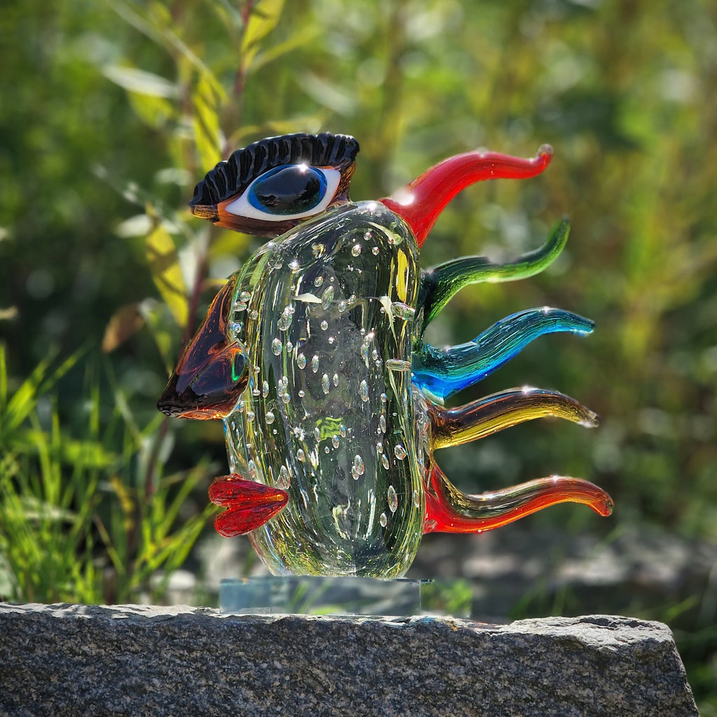 Glasskulptur Kristall Glas Kunst "Harlekin" Designer Skulptur Handarbeit