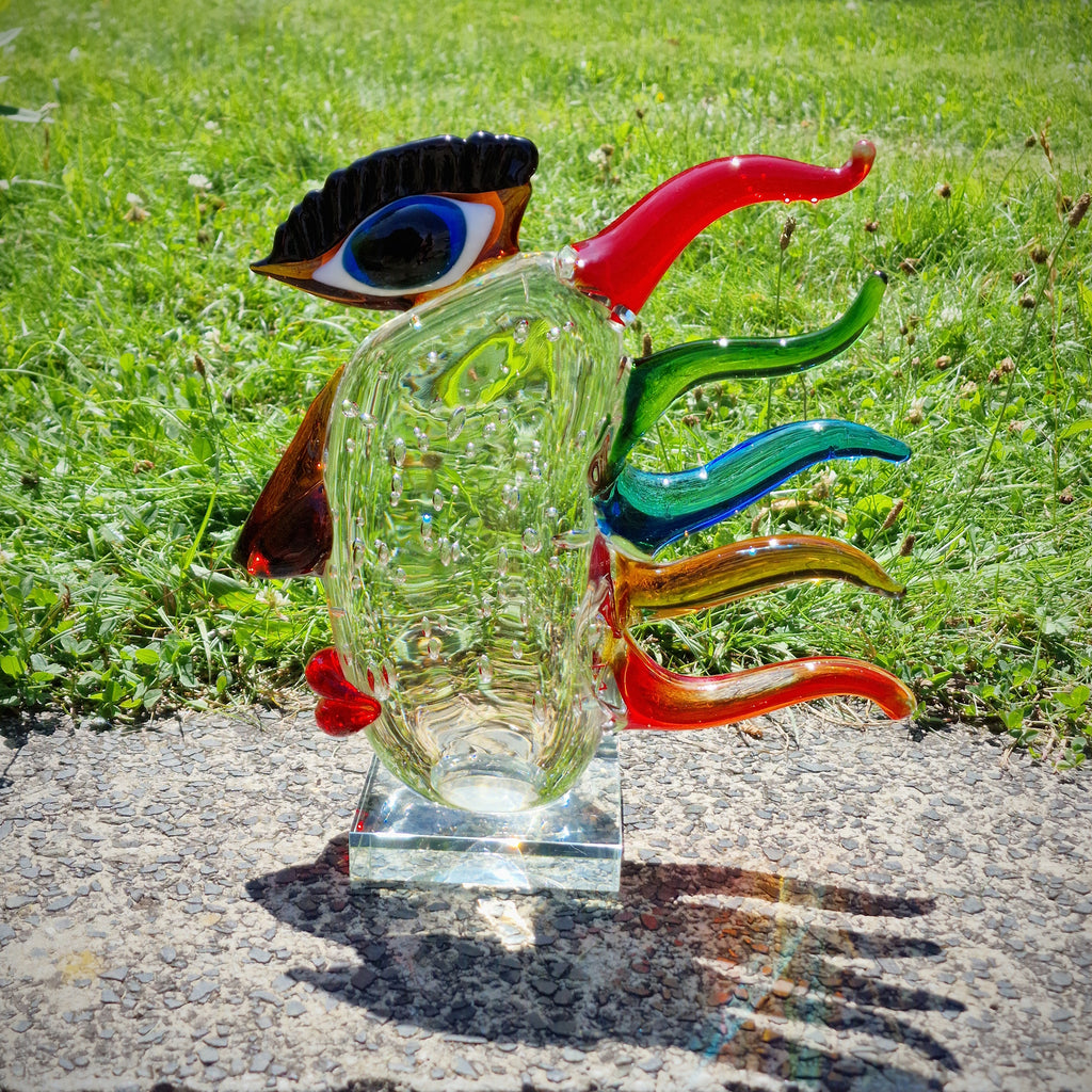 Glasskulptur Kristall Glas Kunst "Harlekin" Designer Skulptur Handarbeit