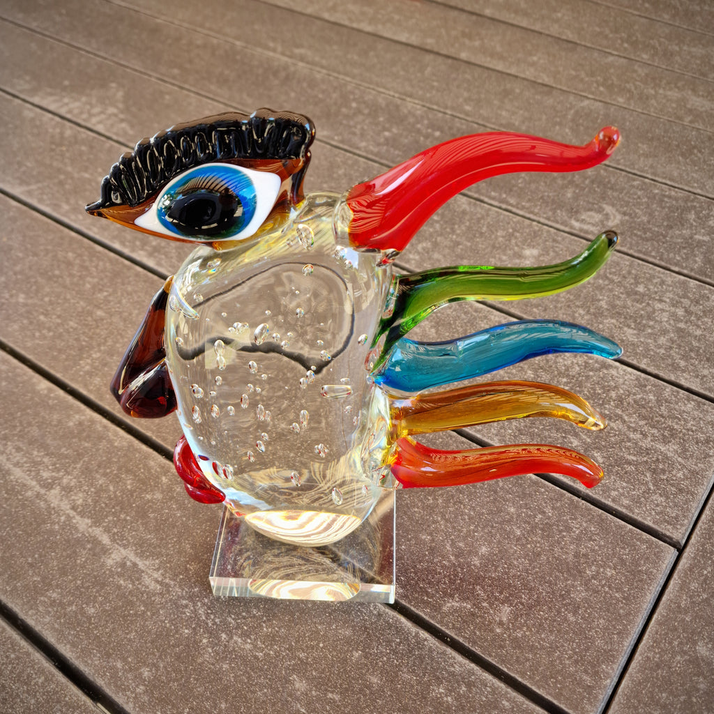 Glasskulptur Kristall Glas Kunst "Harlekin" Designer Skulptur Handarbeit