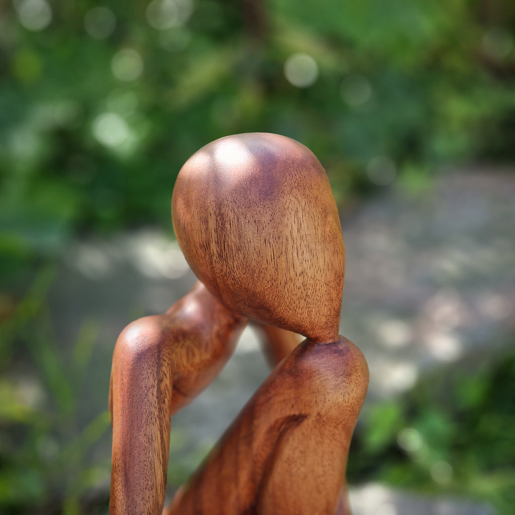 Holzskulptur Holzfigur meditierend Höhe ca. 30 cm Yoga Figur Dekofigur