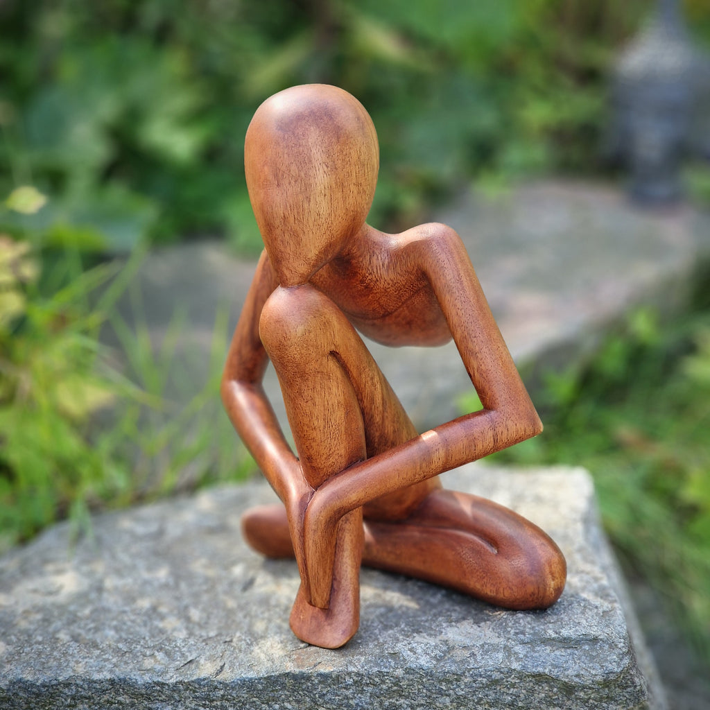 Holzskulptur Holzfigur meditierend Höhe ca. 30 cm Yoga Figur Dekofigur