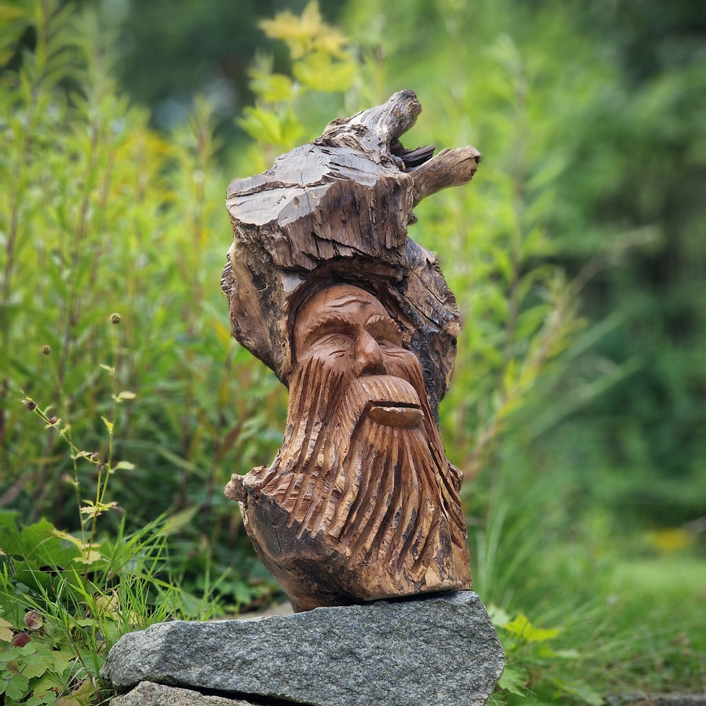 Waldschrat Naturgeist Wurzelsgesicht Waldgeist aus Holz handgeschnitzt Holzfigur