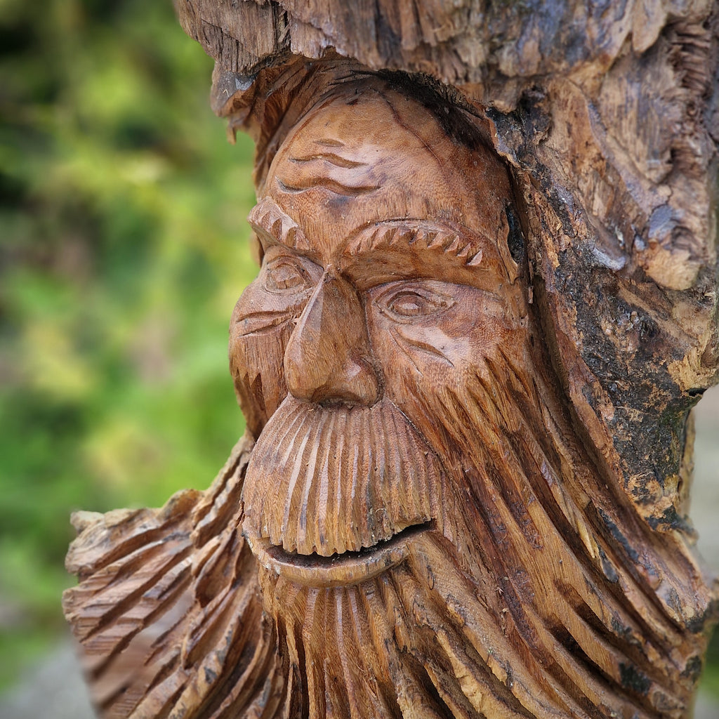 Waldschrat Naturgeist Wurzelsgesicht Waldgeist aus Holz handgeschnitzt Holzfigur